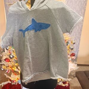 Hatley Gray Hoodie with Blue Shark Design